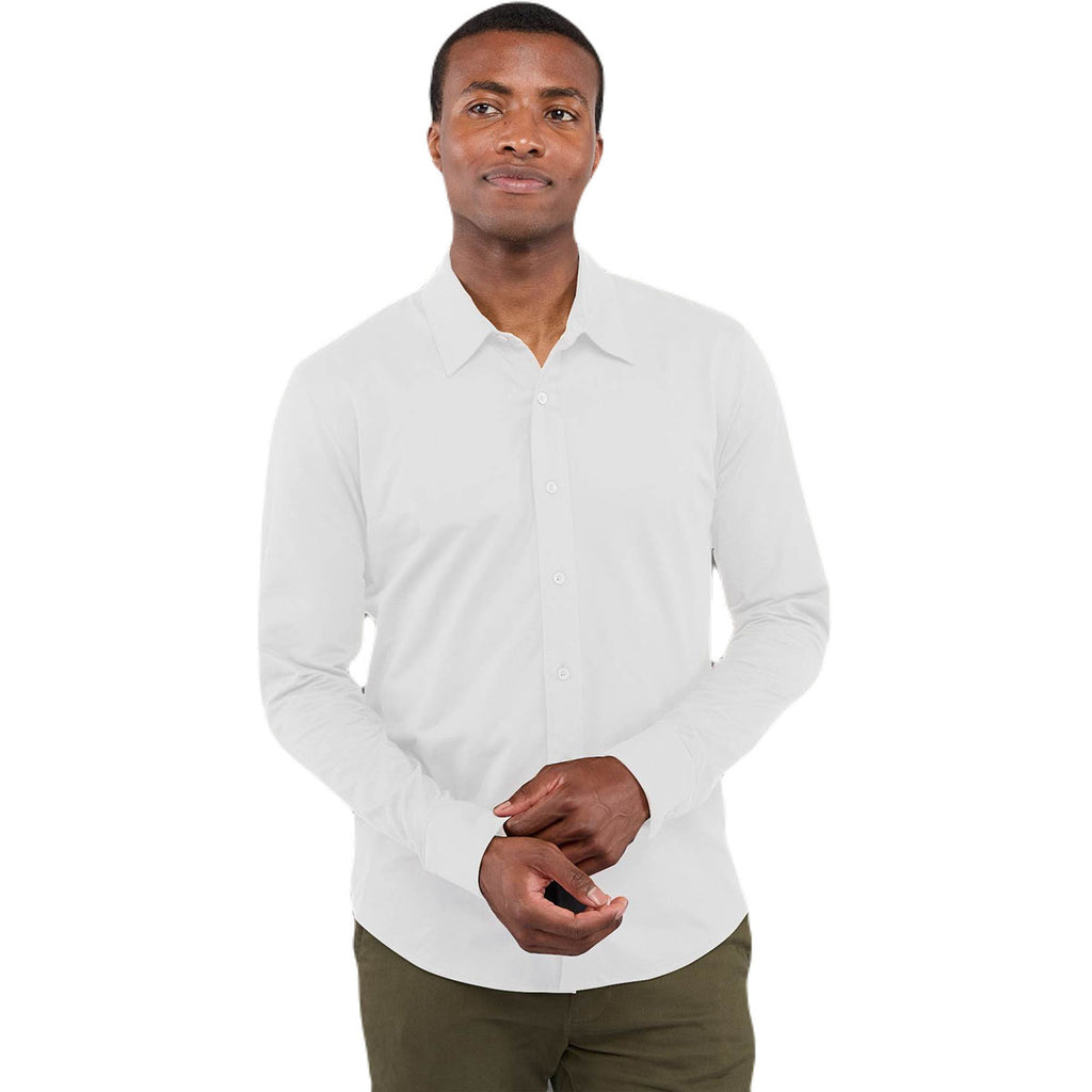 Elevate Men's White TATRA Eco Knit Long Sleeve Button Up Shirt