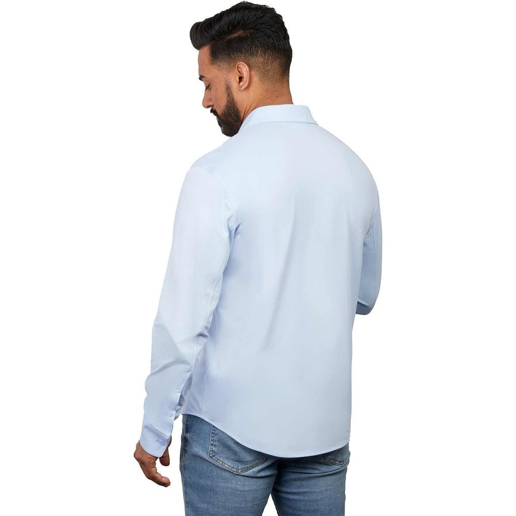 Elevate Men's Frost Blue TATRA Eco Knit Long Sleeve Button Up Shirt