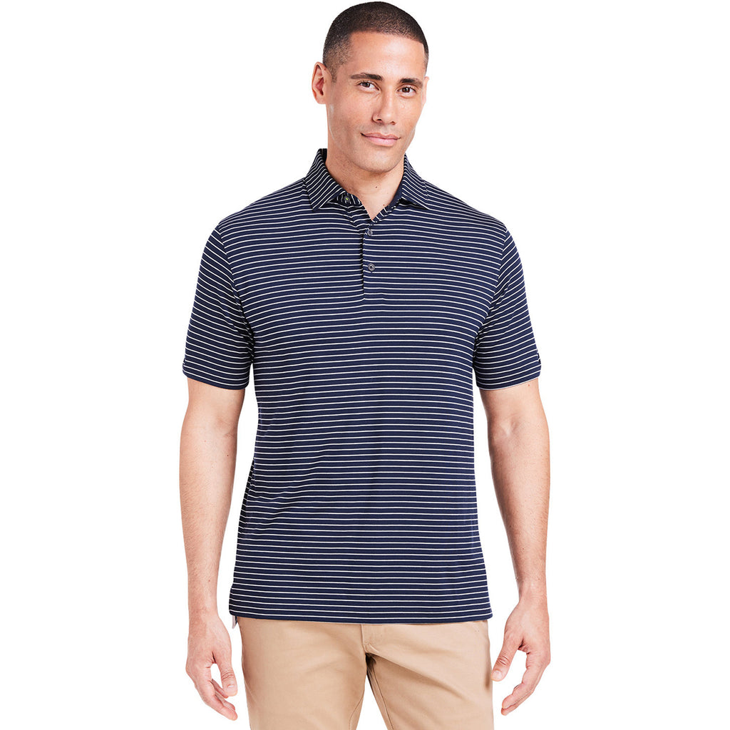 tasc Men's Classic Navy/White Cloud Lightweight Polo Brookline Stripe