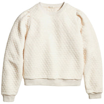 Marine Layer Women's Oat Heather Corbet Quilted Puff Sleeve Crewneck