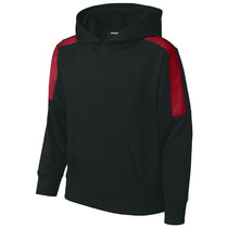 Sport-Tek Youth Black/ Deep Red Sport-Wick Fleece United Pullover Hoodie