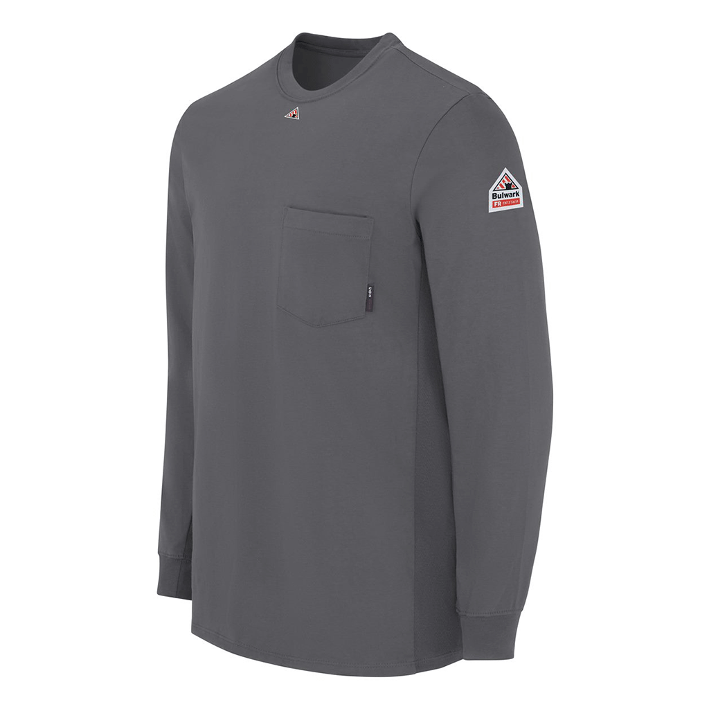 Bulwark Men's Charcoal Knit Long Sleeve T-Shirt