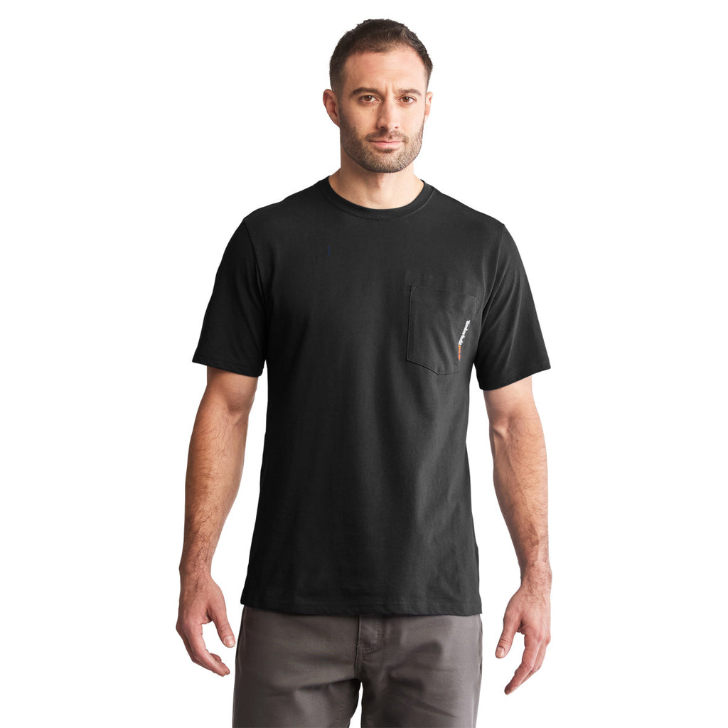 Timberland Men's Jet Black Pro Base Plate Blended Short-Sleeve T-Shirt