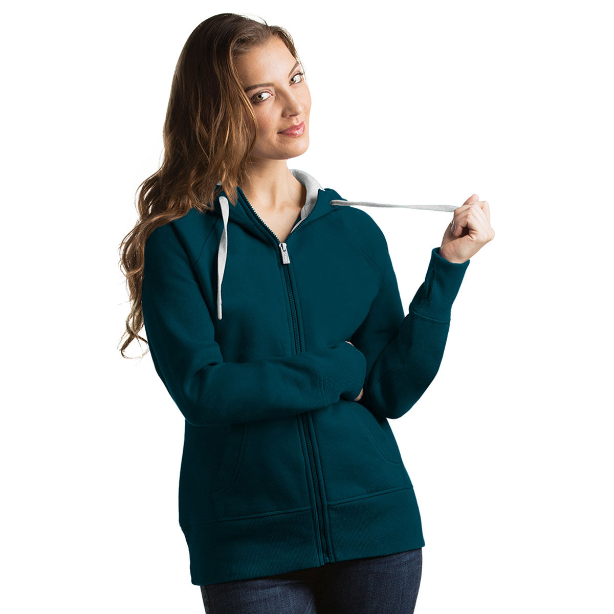 Antigua Miami Dolphins Women's Teal Victory Hooded Sweatshirt, Teal, 52% Cot / 48% Poly, Size S, Rally House