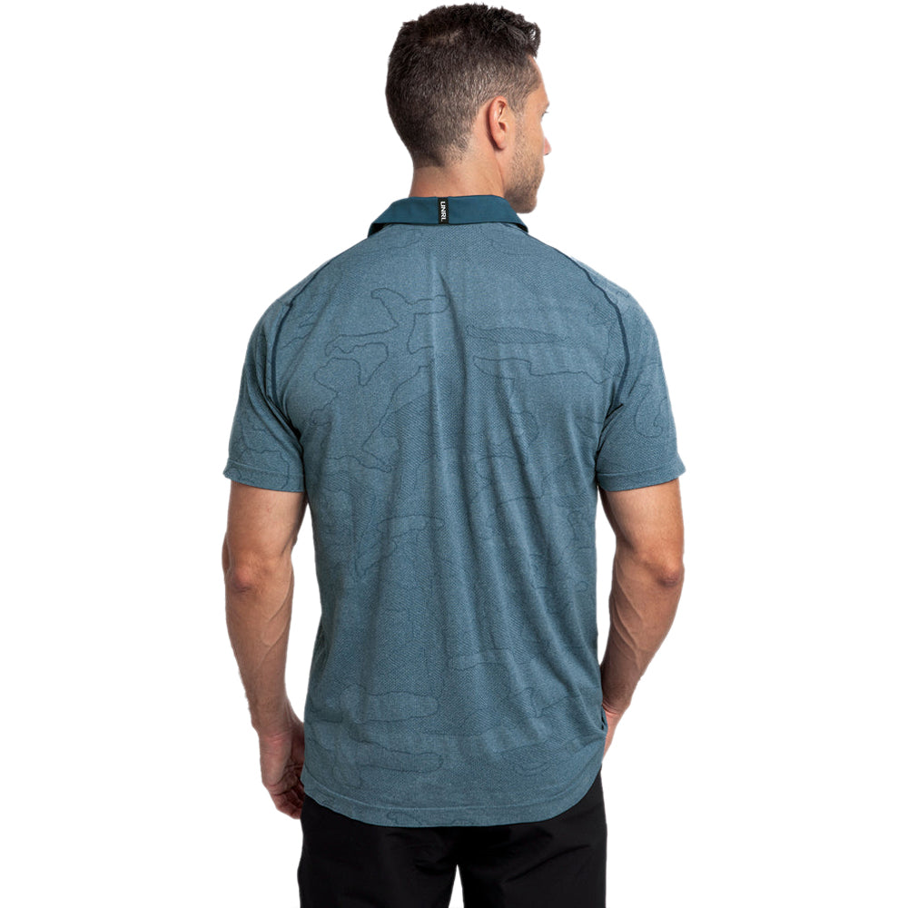 UNRL Men's Blue Camo Knit Blade Polo