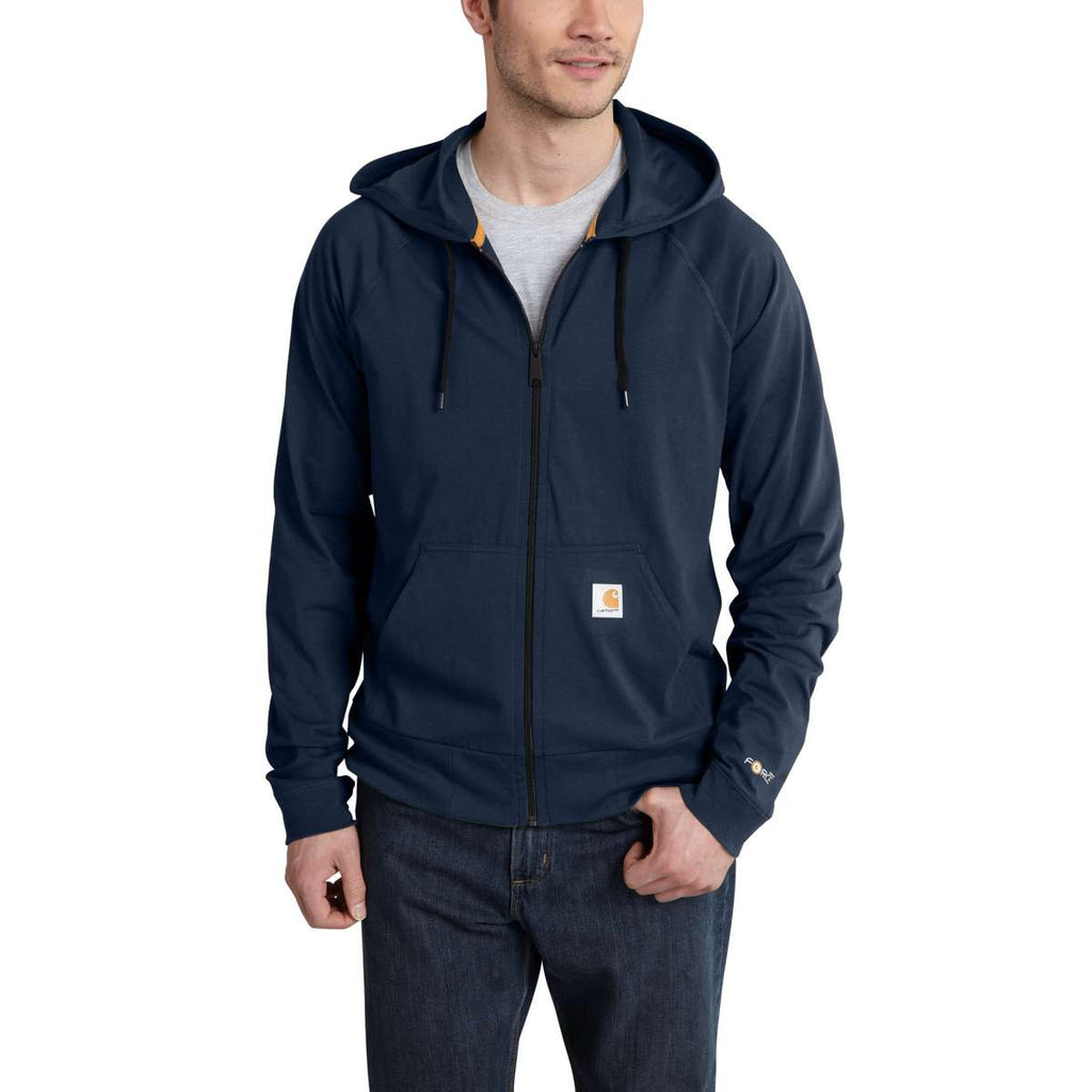 Carhartt Men's Navy Force Cotton Delmont Zip Front Hoodie