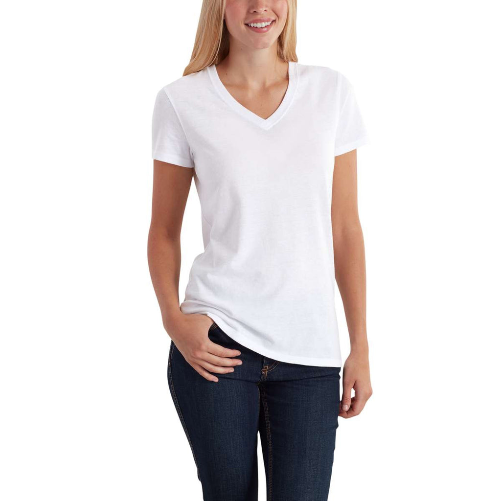 Carhartt Women's White Lockhart Short Sleeve V-Neck T-Shirt