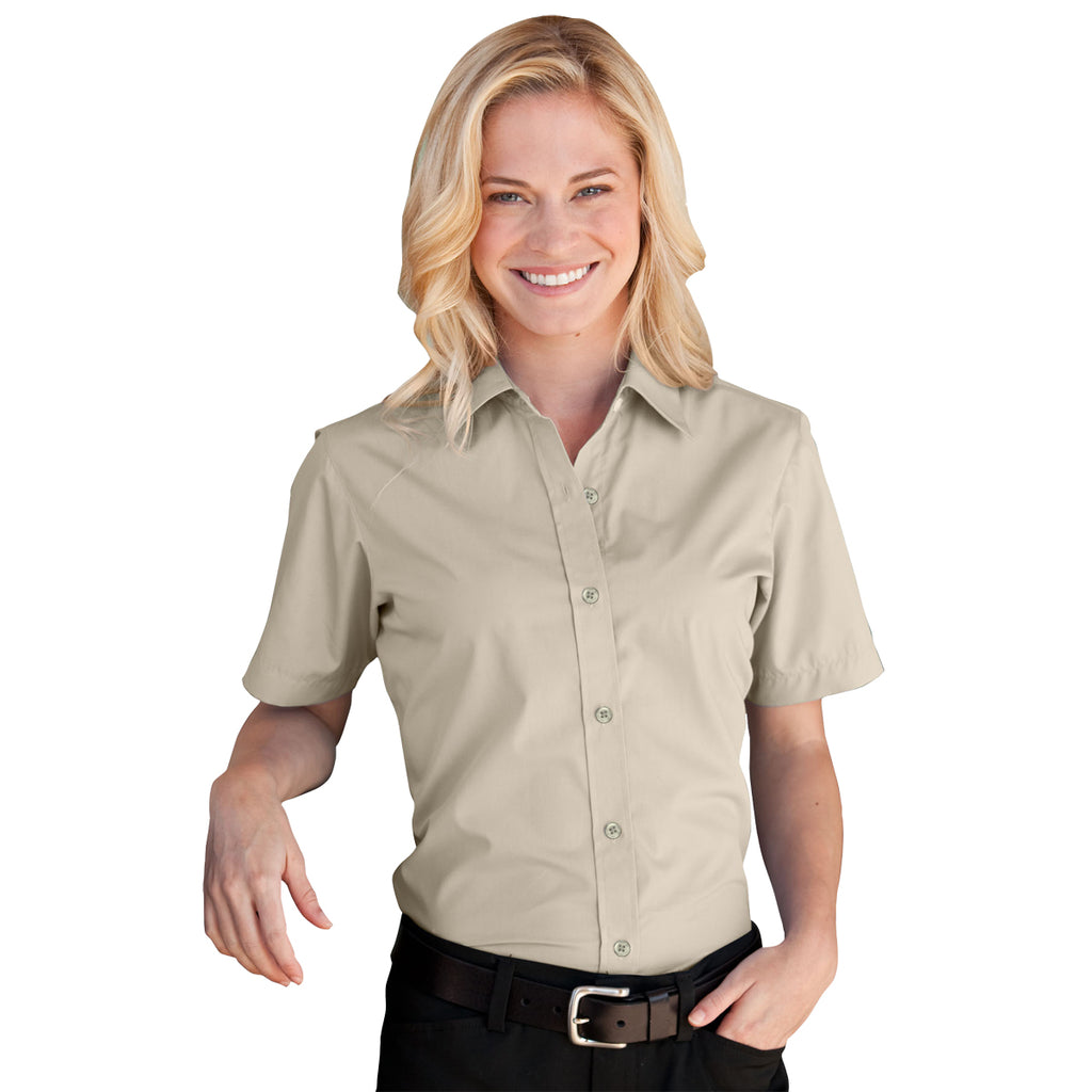 Vantage Women's Stone Blended Poplin Short Sleeve Shirt