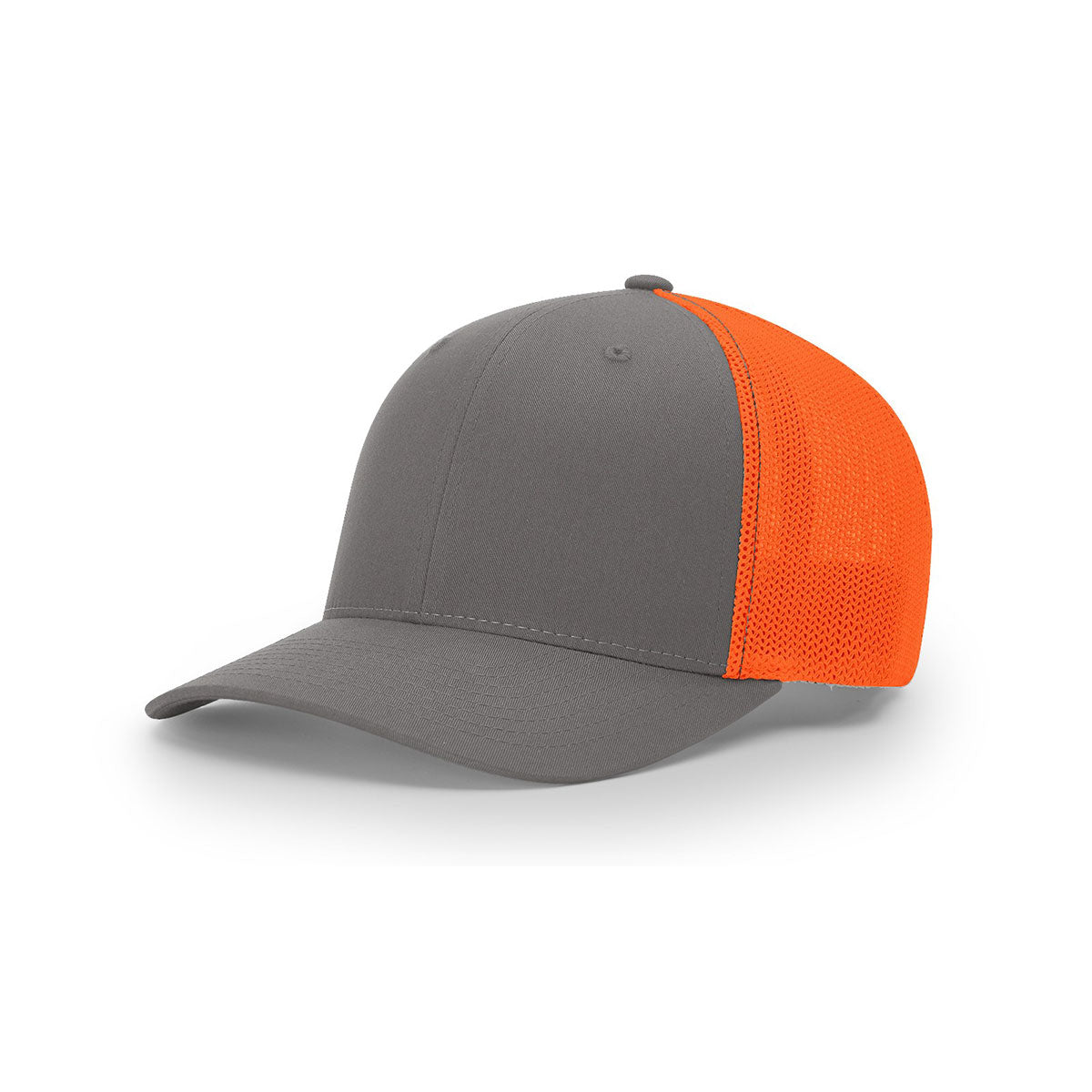 Richardson Charcoal/Neon Orange Mesh Back Split Trucker R-Flex Hat - Sample