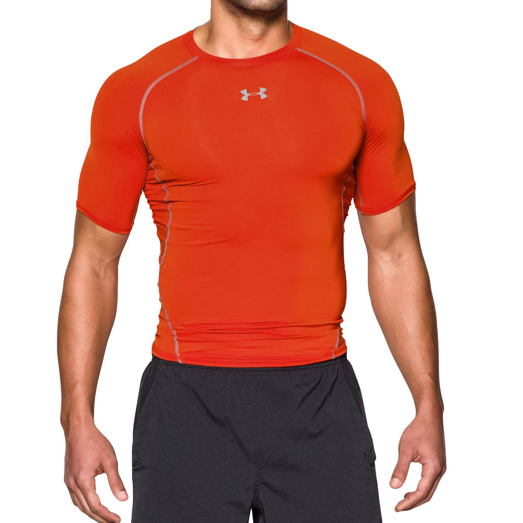 under armour 1257468 men's red heatgear s/s compression shirt - size x-large
