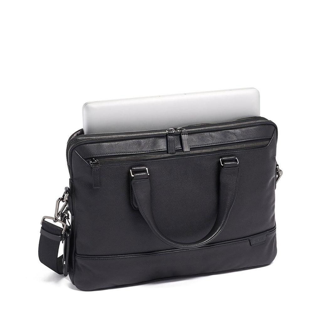 TUMI Black Harrison Sycamore Slim Brief Leather