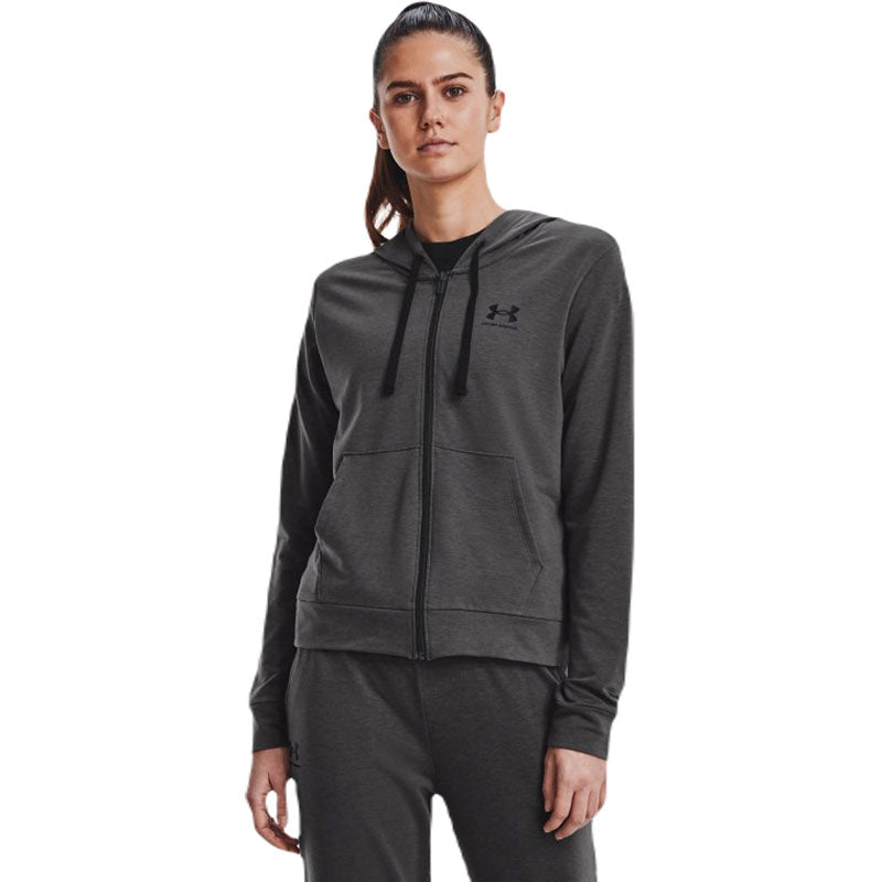 Under Armour Women's Jet Grey/Mod Grey/Black Rival Terry Full-Zip Hoodie