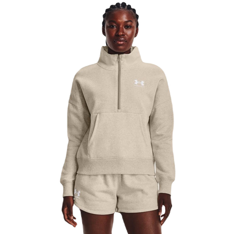 Under Armour Women's Oatmeal Light Heather Rival Half Zip