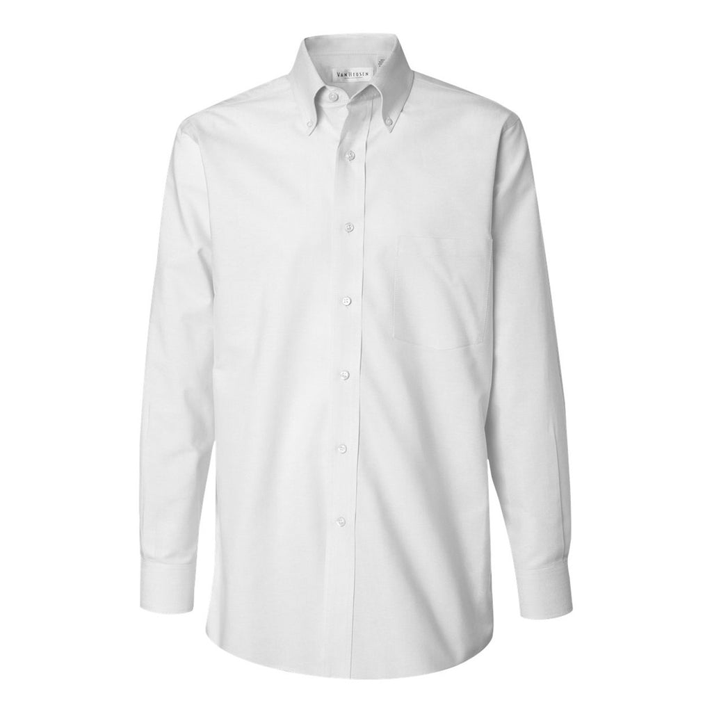 Van Heusen Men's White Long Sleeve Regular Fit Pinpoint Shirt-Alpha Si