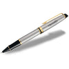 Waterman Stainless Steel Gold Trim Expert Rollerball Pen with Black Ink