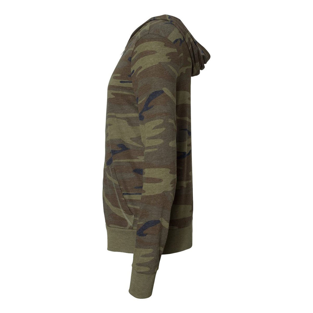 Alternative Unisex Camo/Eco True Olive Eco-Jersey Full-Zip Hoodie