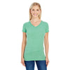 Threadfast Women's Green Triblend Short-Sleeve V-Neck T-Shirt