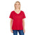 Threadfast Women's Red Fleck Triblend Short-Sleeve V-Neck T-Shirt