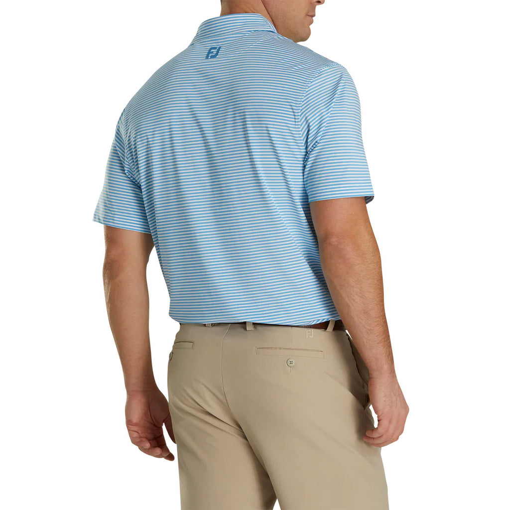 FootJoy Men's Reef Blue/White ProDry Lisle Feeder Stripe Self Collar Polo