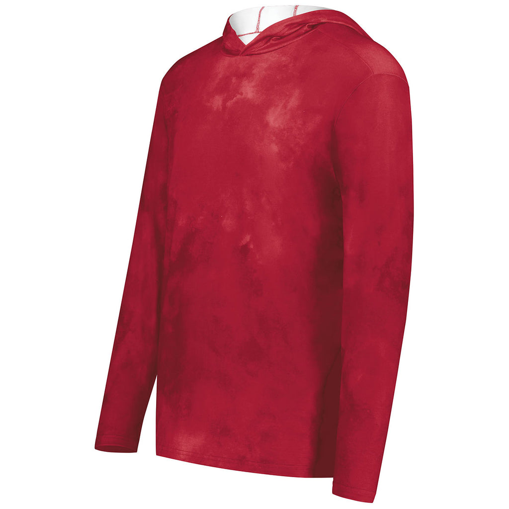 Holloway Men's Scarlet Cloud Print Stock Cotton-Touch Poly Hoodie