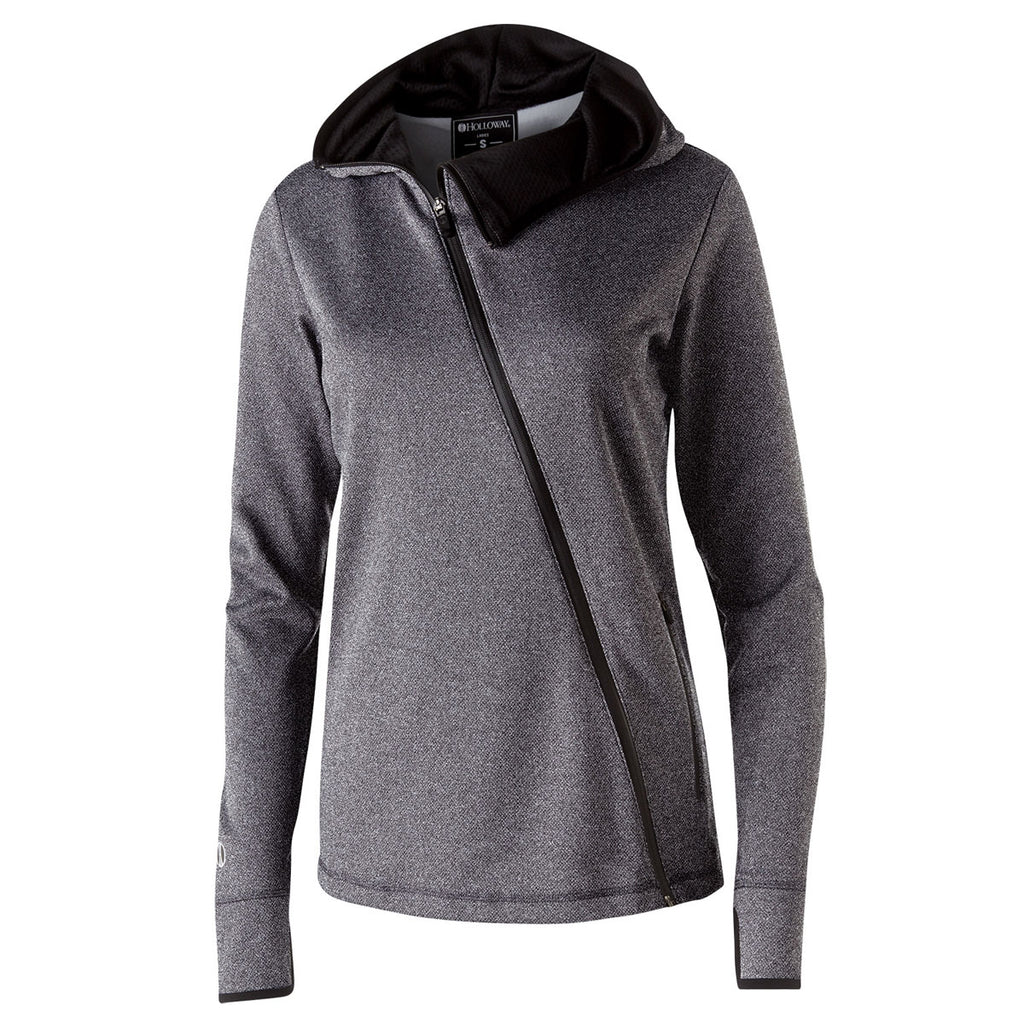 Holloway Women's Athletic Heather Fleece Full Zip Hooded Artillery Ang