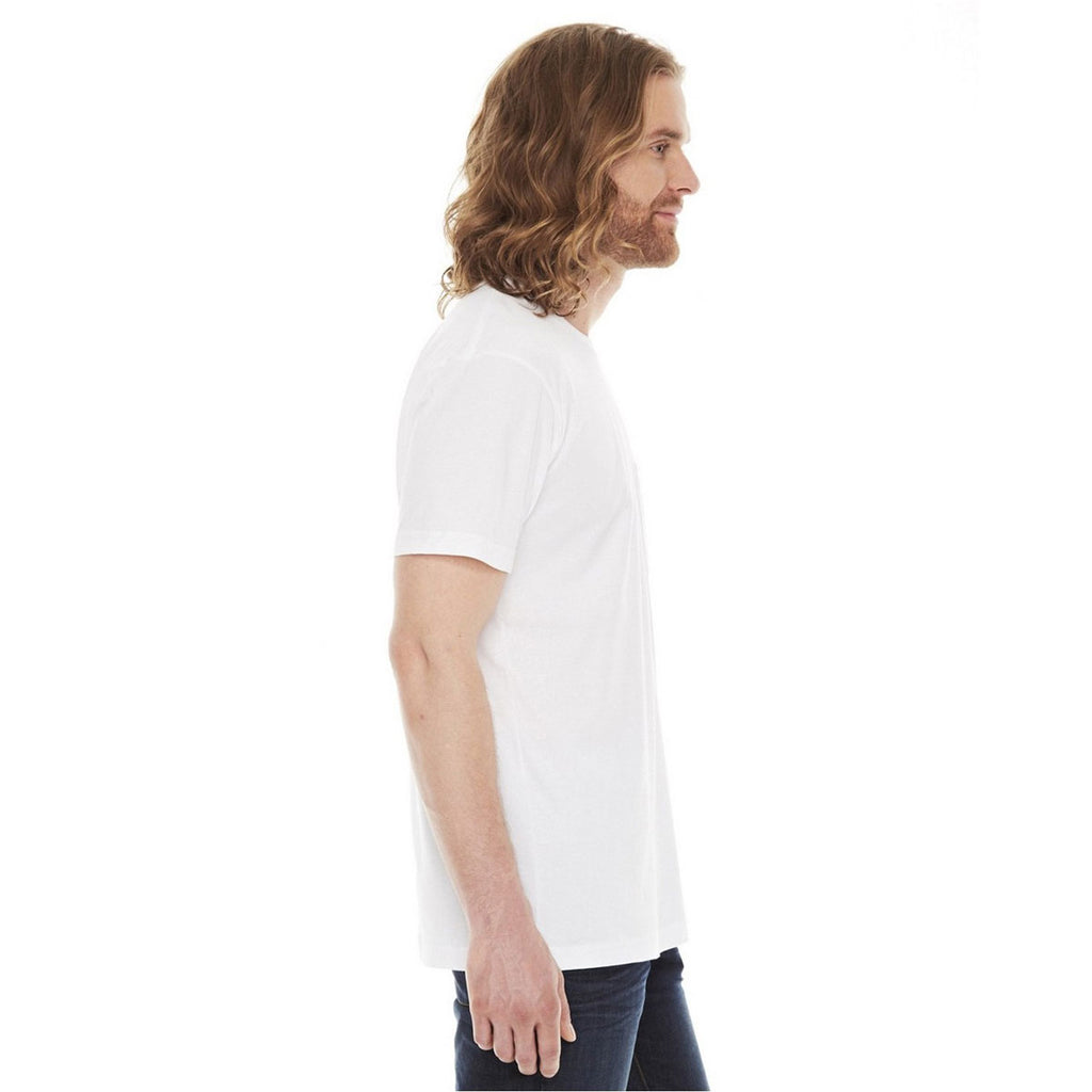 American Apparel Unisex White Fine Jersey Pocket Short Sleeve T-Shirt