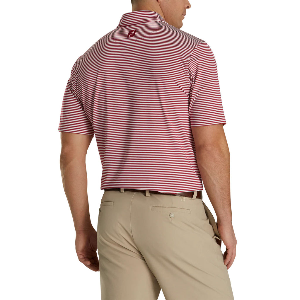 FootJoy Men's Crimson/White ProDry Lisle Feeder Stripe Self Collar Polo