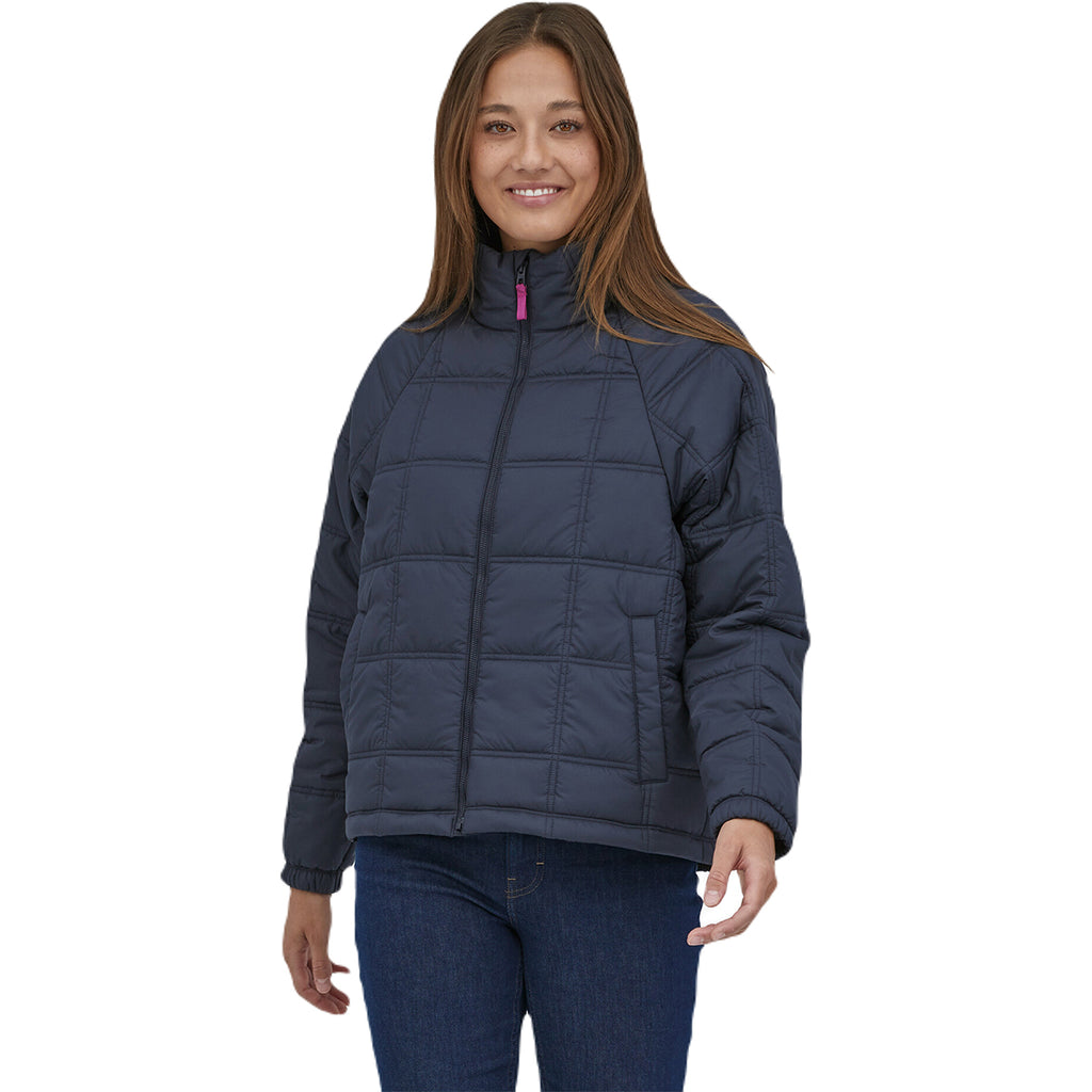 Patagonia Coat Womens Large Blue Casual Down Puffer Full Zip Mock High 2024 Neck