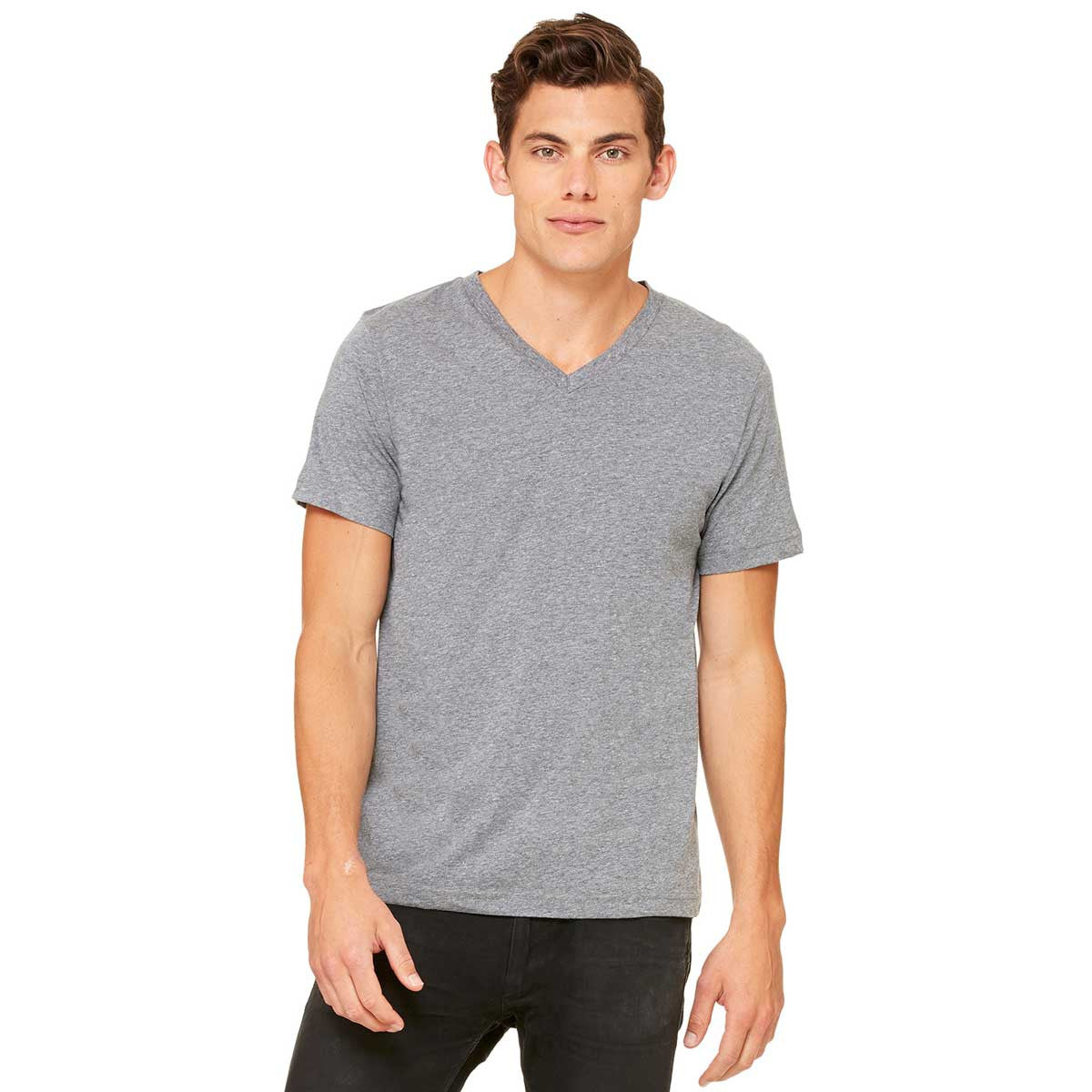 Bella + Canvas 3005 Unisex Jersey Short-Sleeve V-Neck T-Shirt - Dark Grey - S