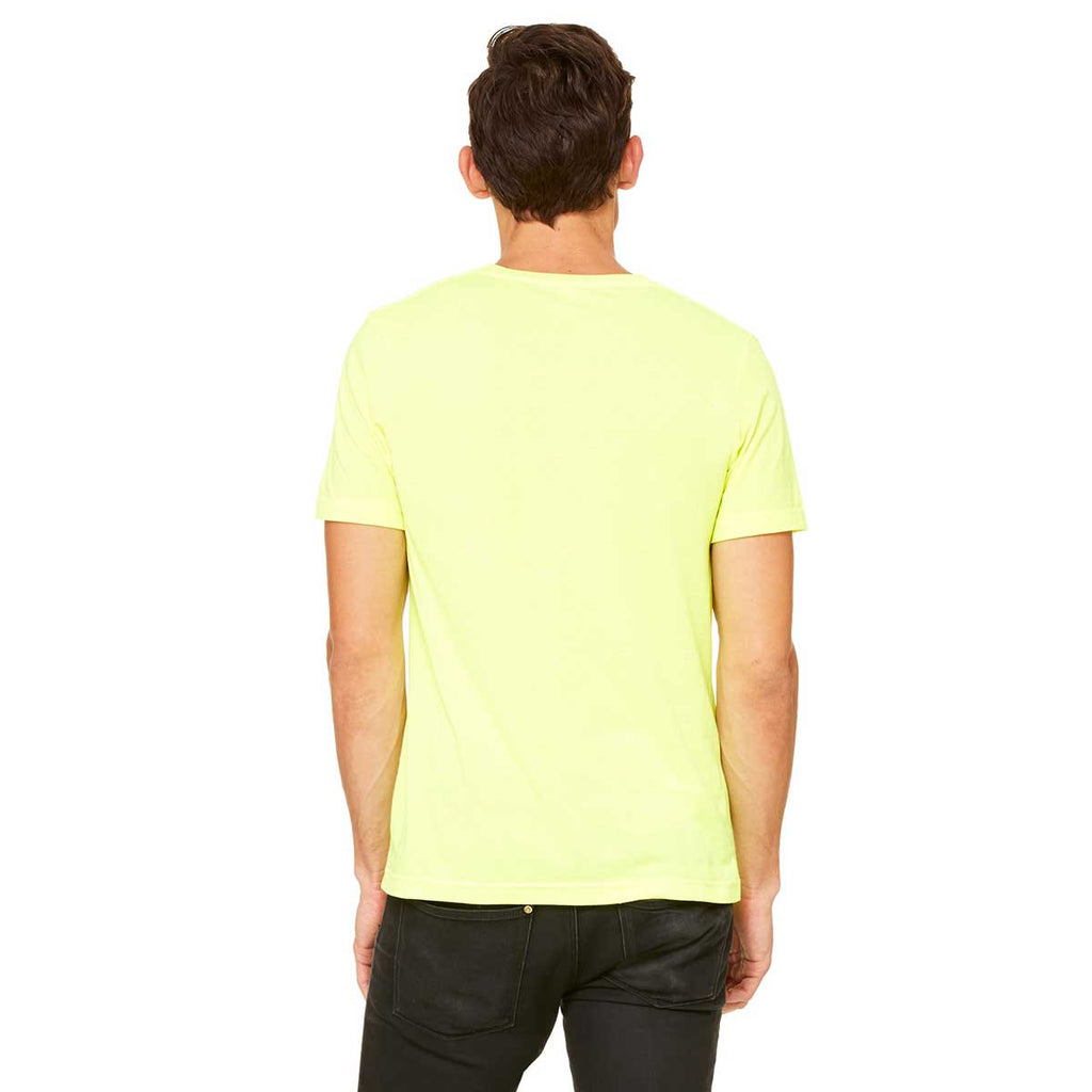 Bella + Canvas Unisex Neon Yellow Jersey Short-Sleeve V-Neck T-Shirt