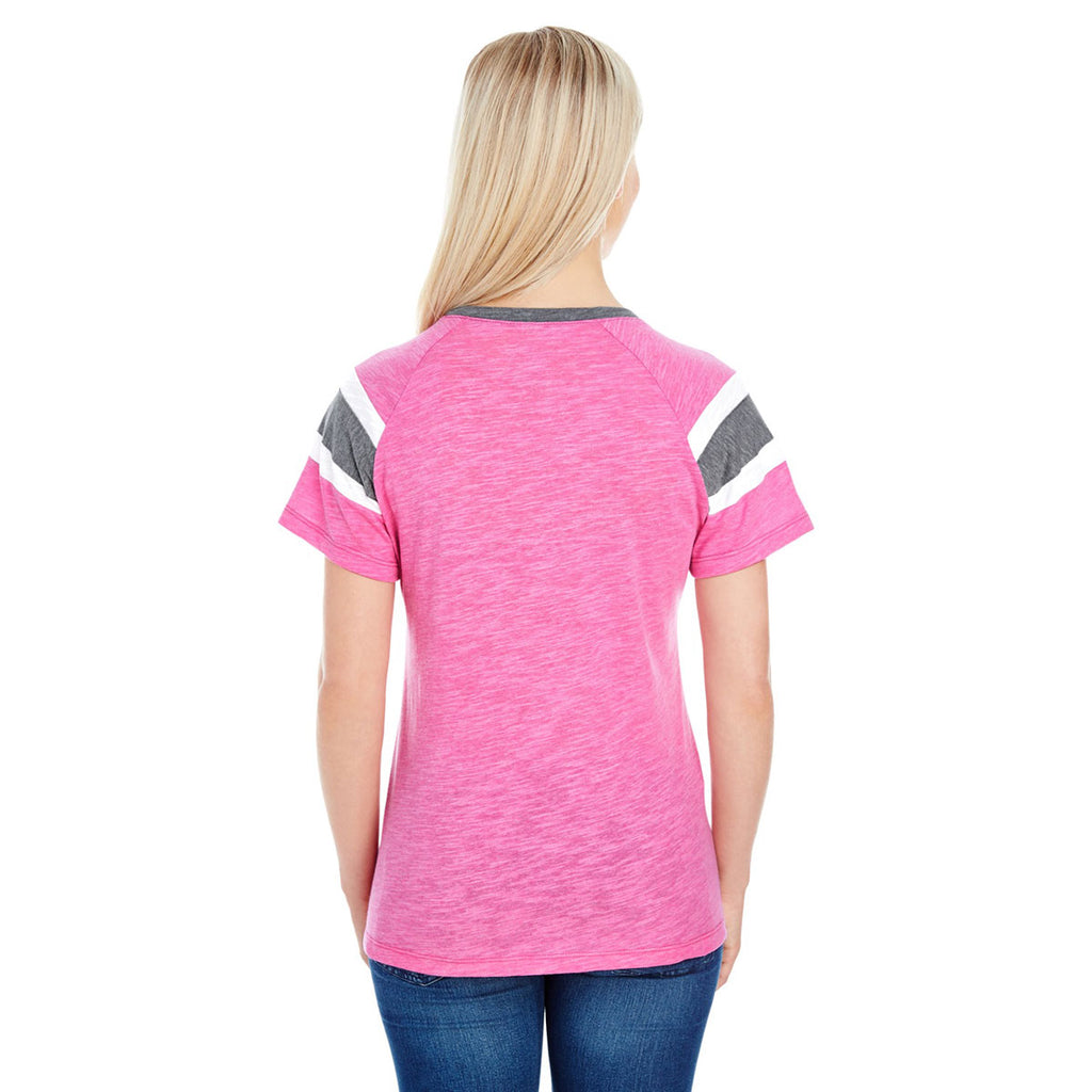 Augusta Sportswear Women's Power Pink/Slate/White Fanatic Short-Sleeve T-Shirt