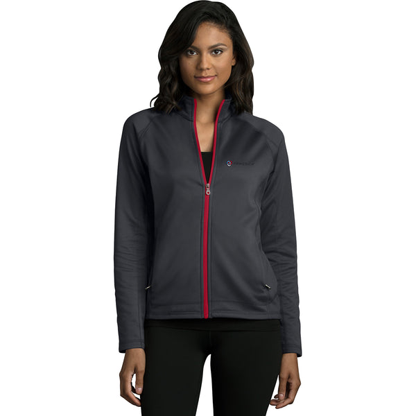 Vantage Women's Dark Grey/Sport Red Brushed Back Micro-Fleece Full-Zip