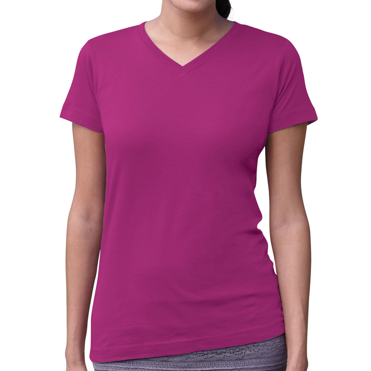 LADIES V-NECK FINE JERSEY TEE