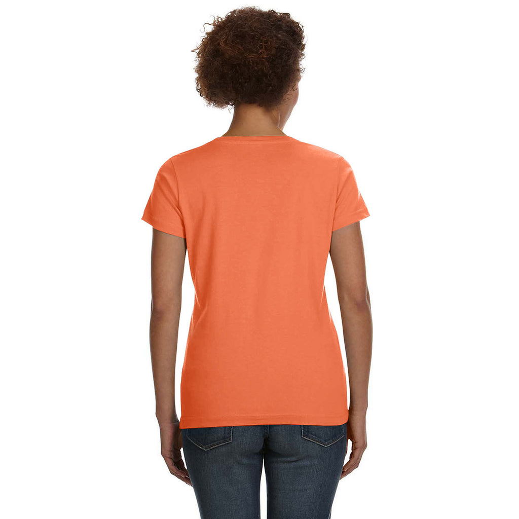 Lat 3507 Women's V-Neck Fine Jersey Tee - Papaya