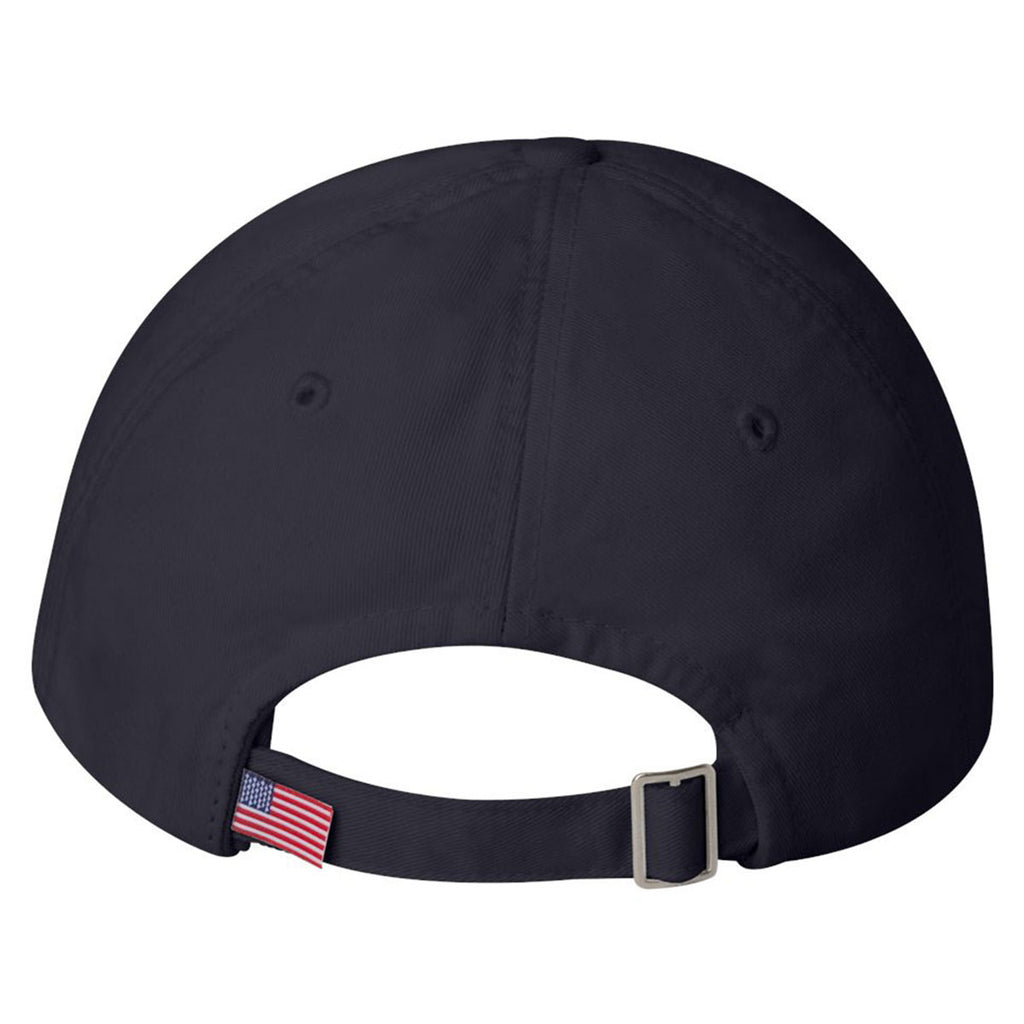 Bayside Navy/White USA-Made Unstructured Twill Cap with Sandwich Visor