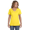 Anvil Women's Lemon Zest Ringspun Featherweight V-Neck T-Shirt