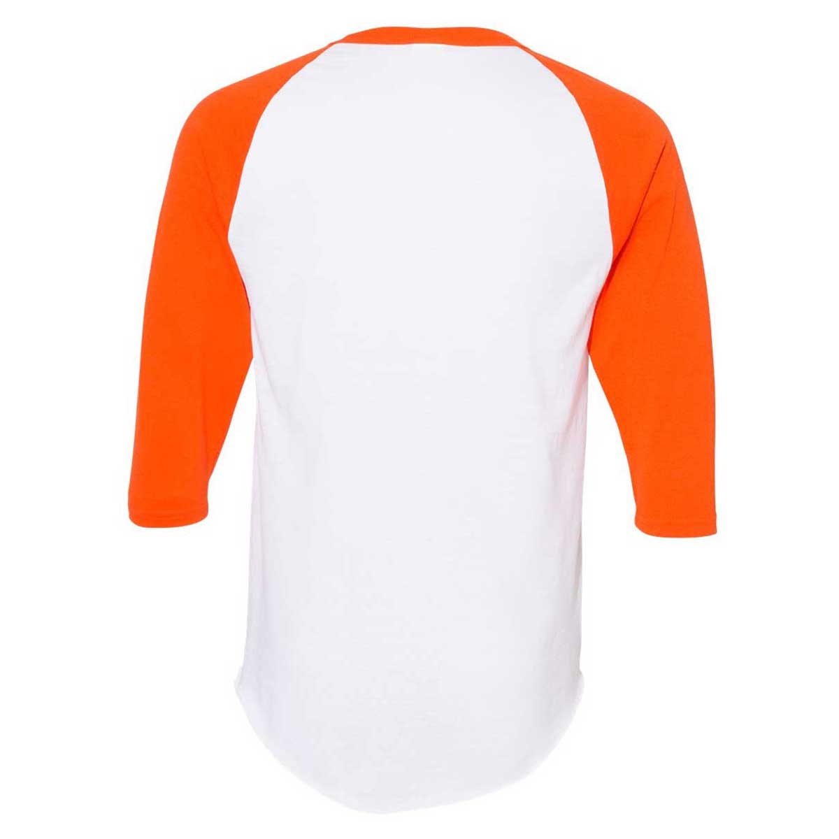 Cheap Custom White Light Blue-Orange Authentic Raglan Sleeves