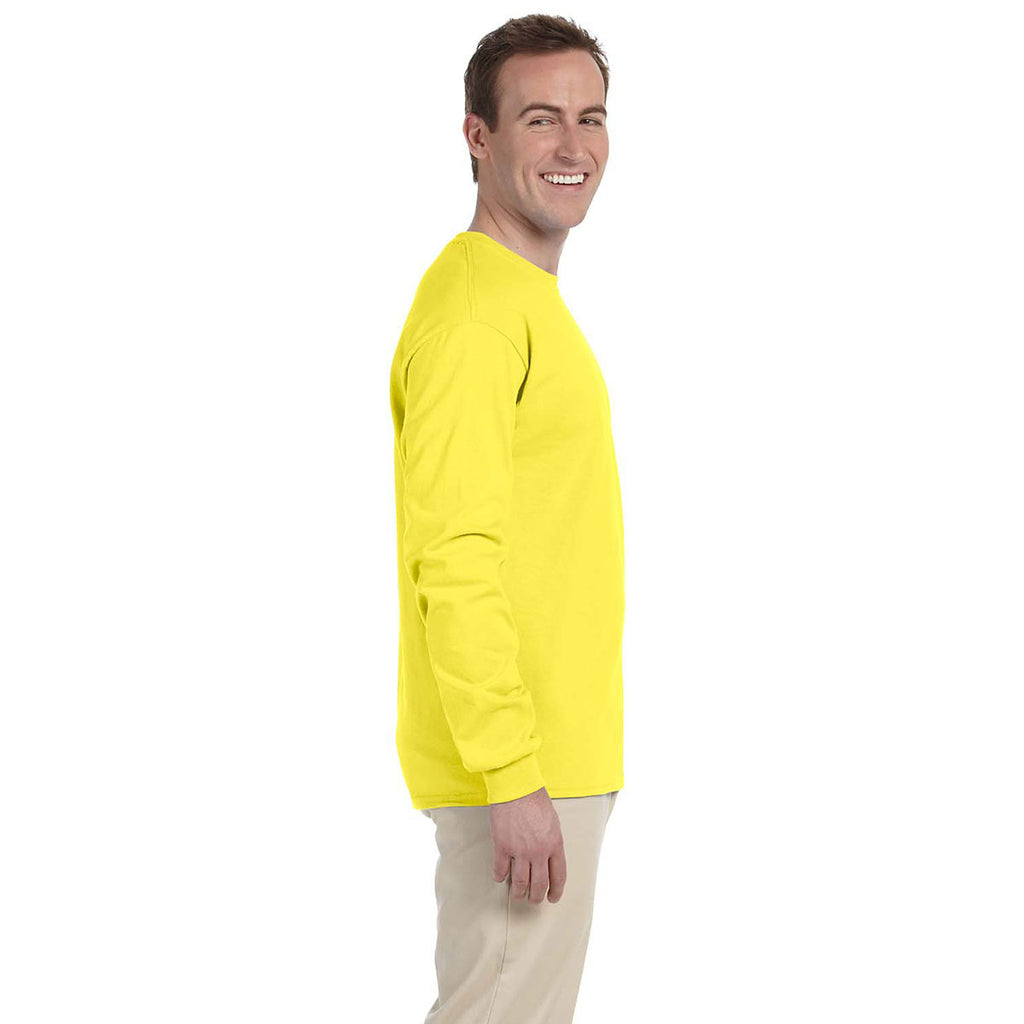 Fruit of the Loom Men's Yellow 5 oz. HD Cotton Long-Sleeve T-Shirt