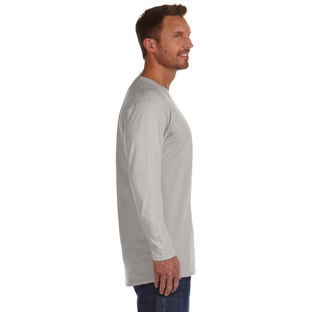 Hanes Men's Light Steel 4.5 oz. 100% Ringspun Cotton nano-T Long-Sleeve T-Shirt