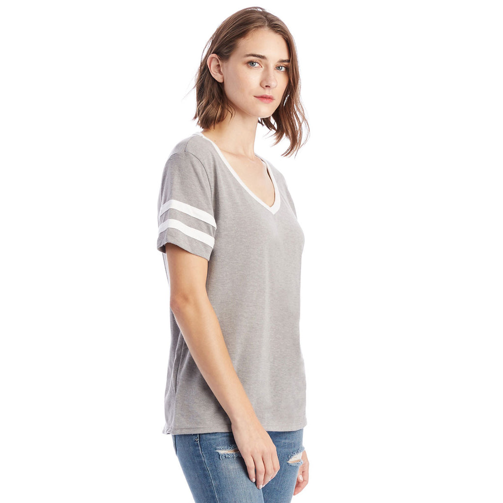 Alternative Apparel Women's Smoke Grey/White Varsity T-Shirt