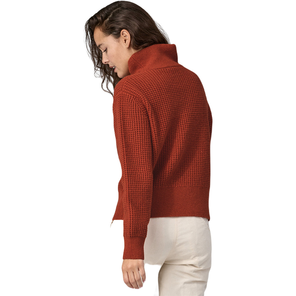 Patagonia Women's Burl Red Recycled Wool-Blend 1/4-Zip Sweater