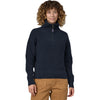 Patagonia Women's Smolder Blue Recycled Wool-Blend 1/4-Zip Sweater