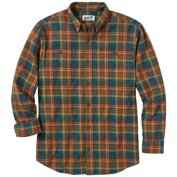 Duluth Men's Dark Grey Heather Plaid Free Swingin' Flannel Relaxed Fit