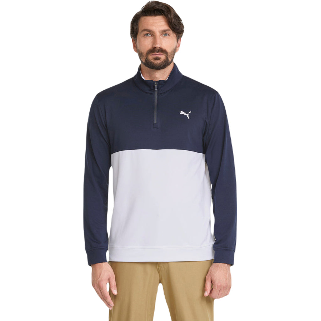 Puma Golf Men's Navy Blazer/Bright White Gamer Quarter Zip