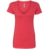 Next Level Women's Red CVC Deep V Tee