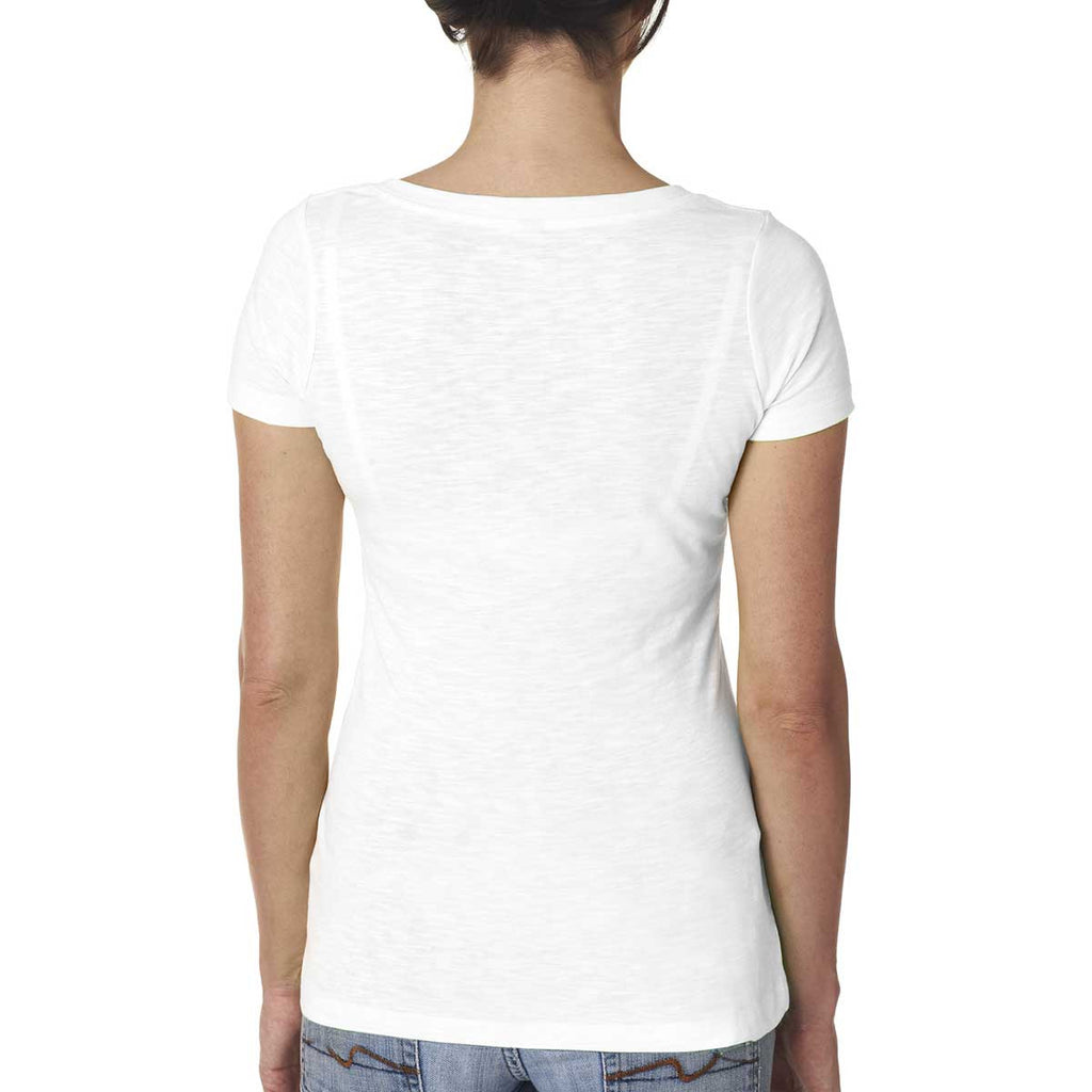 Next Level Women's White Slub Crossover V-Neck Tee