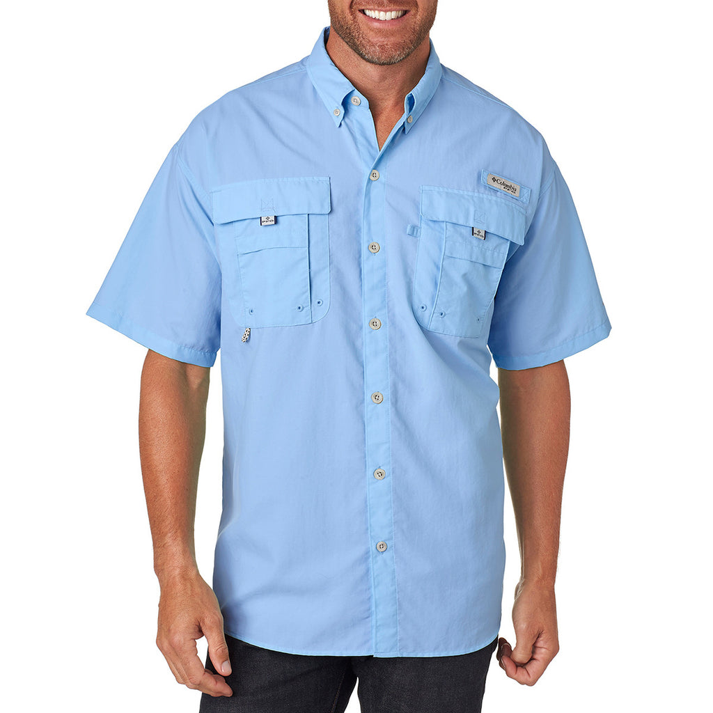 Columbia Shirt Men's Large Blue Embroidered Fishing Outdoor heavy