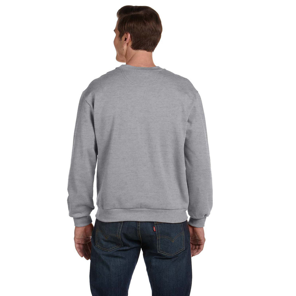 Anvil Men's Heather Grey Crewneck Fleece Sweatshirt