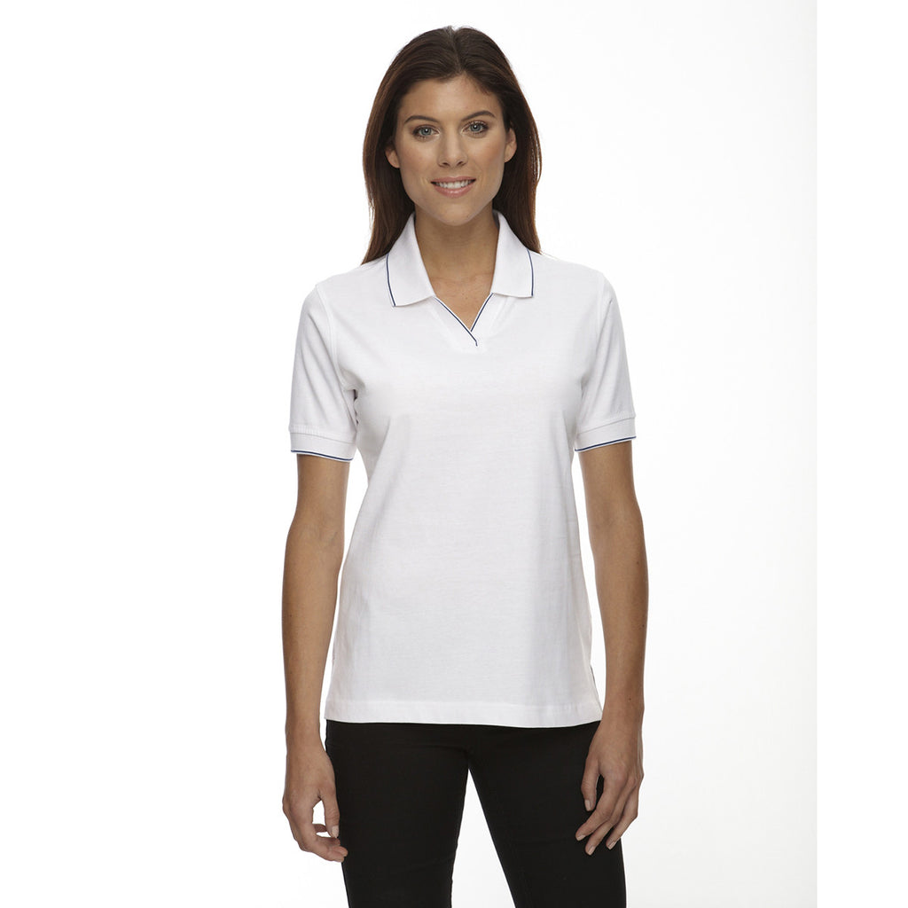 Extreme Women's White/Navy Cotton Jersey Polo