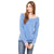 Bella + Canvas Women's Blue Triblend Wide Neck Sweatshirt